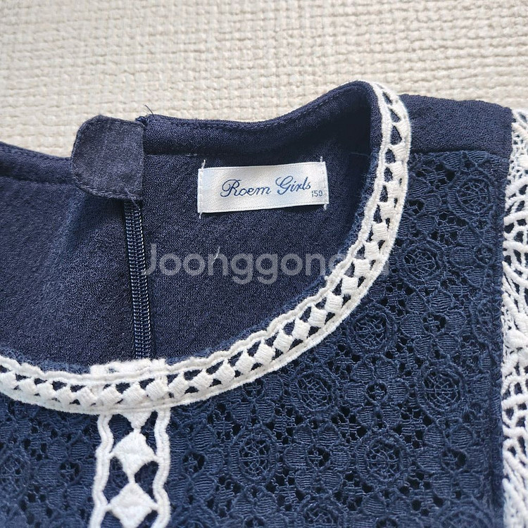 로엠걸즈 네이비 레이스 원피스 140-150--2