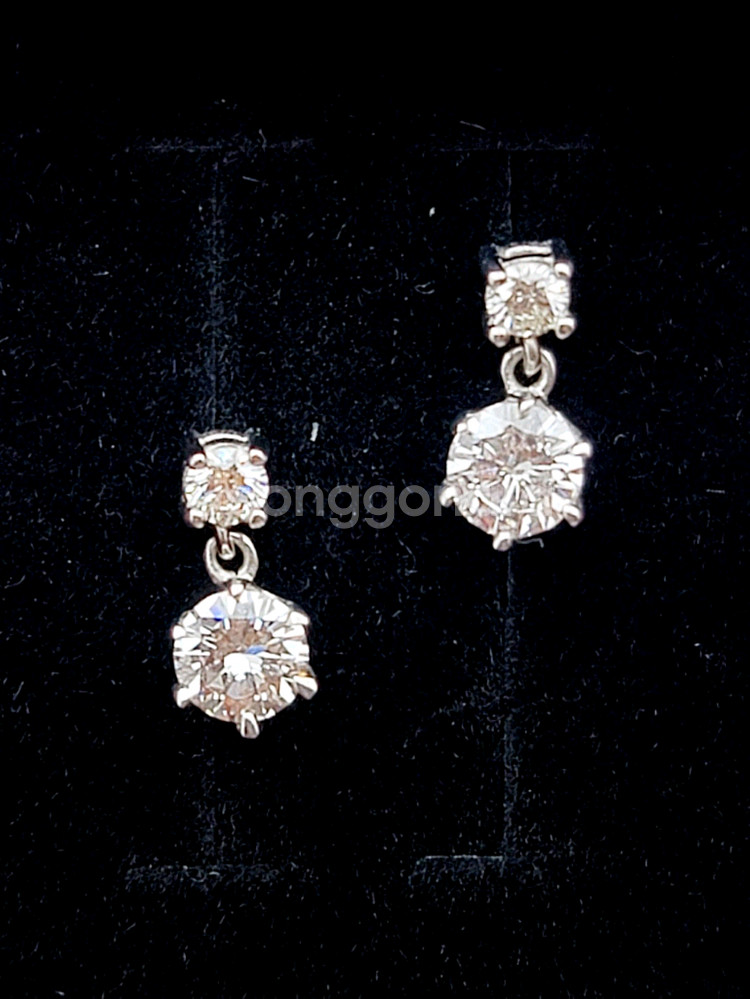 우신3부다이아귀걸이(+2.7mm천연다이아) 딸랑이--0