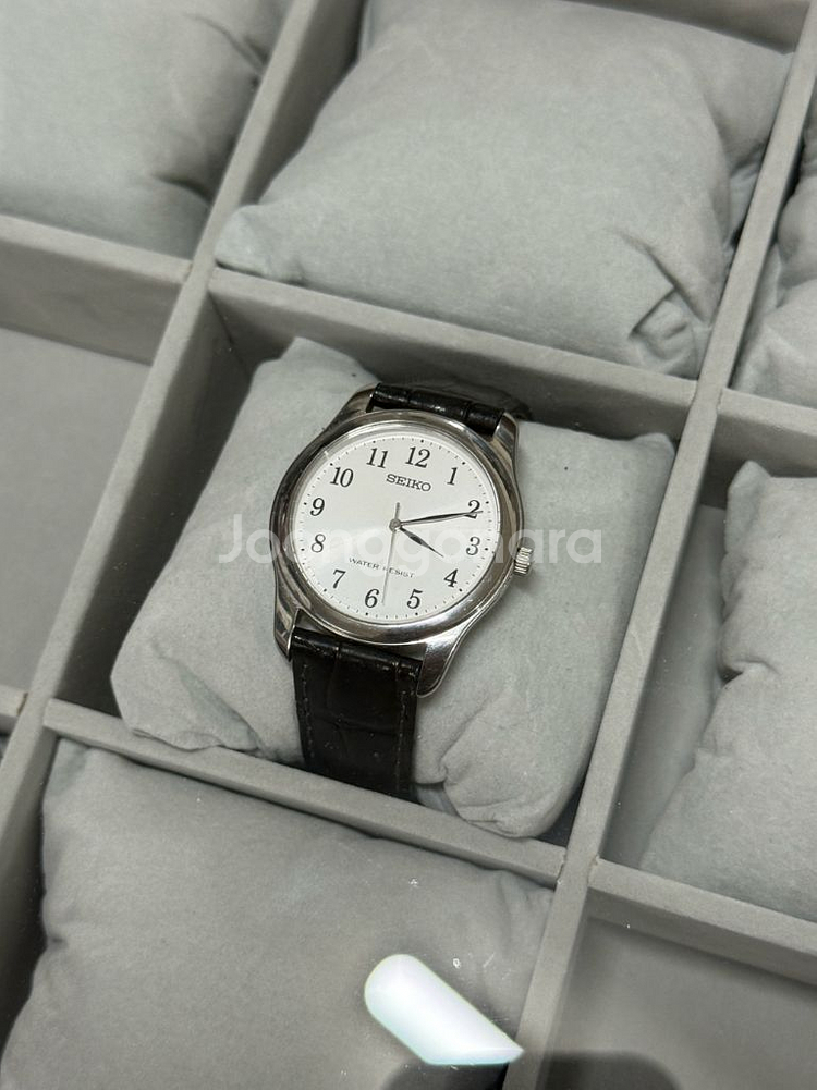 세이코 빈티지 쿼츠 가죽 시계--0
