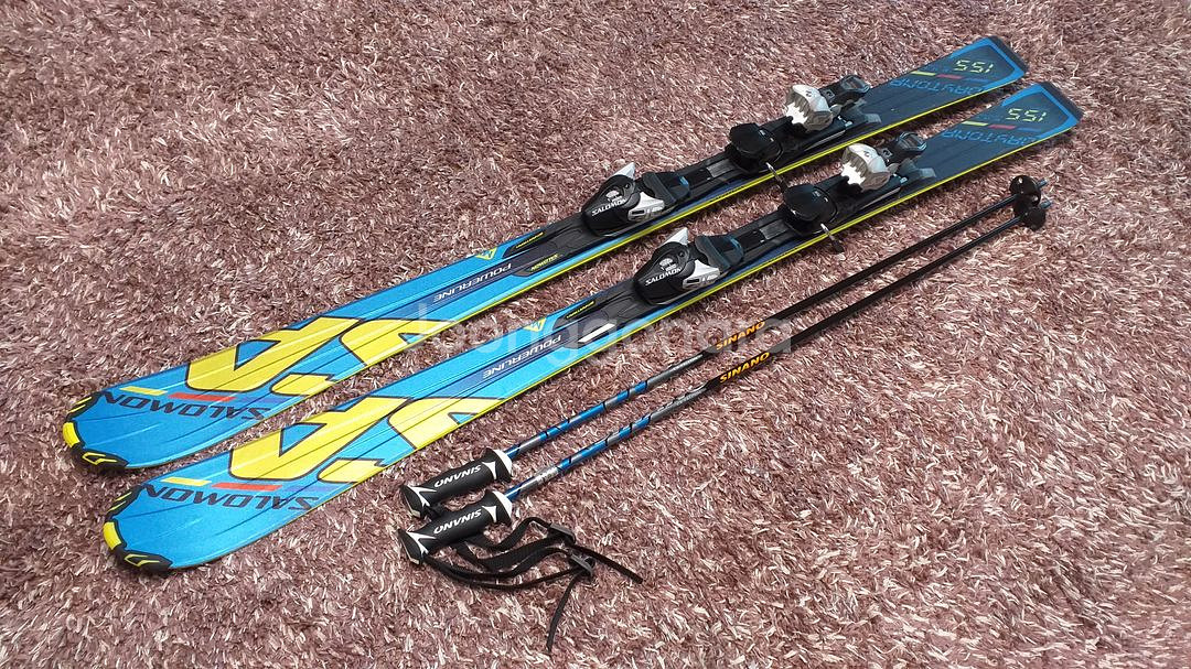 살로몬 스키 155cm, 시나노 카본 스키폴 110cm--1