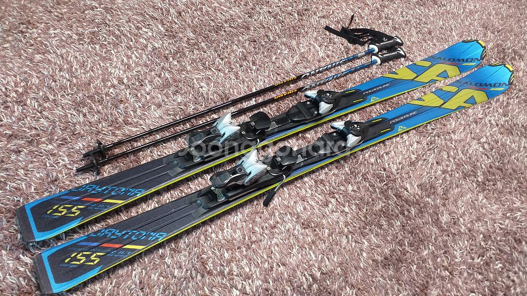 살로몬 스키 155cm, 시나노 카본 스키폴 110cm--0