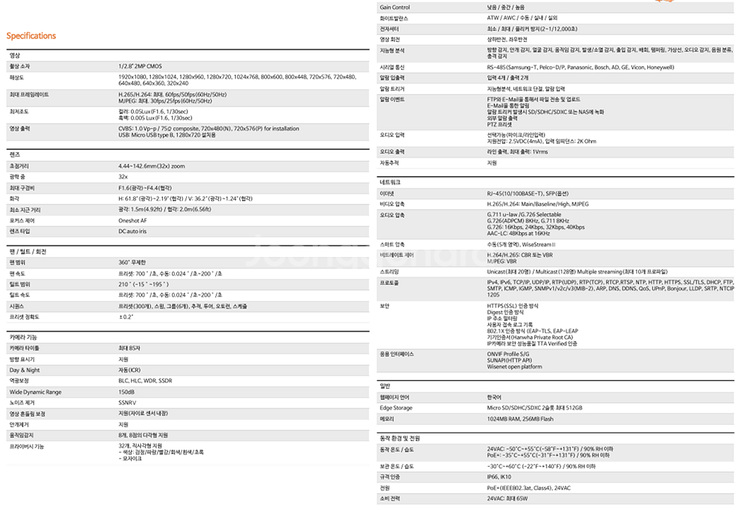 한화비전 XNP-6320HG 32배 PTZ 하우징카메라--1