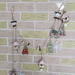 새상품)크리스마스 원목 가렌드 자동차 새장 눈 새집