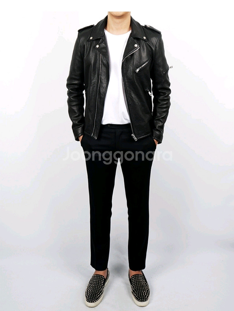 뮤즈룸 남자 라이더 가죽자켓 44사이즈 (95,슬림10--0