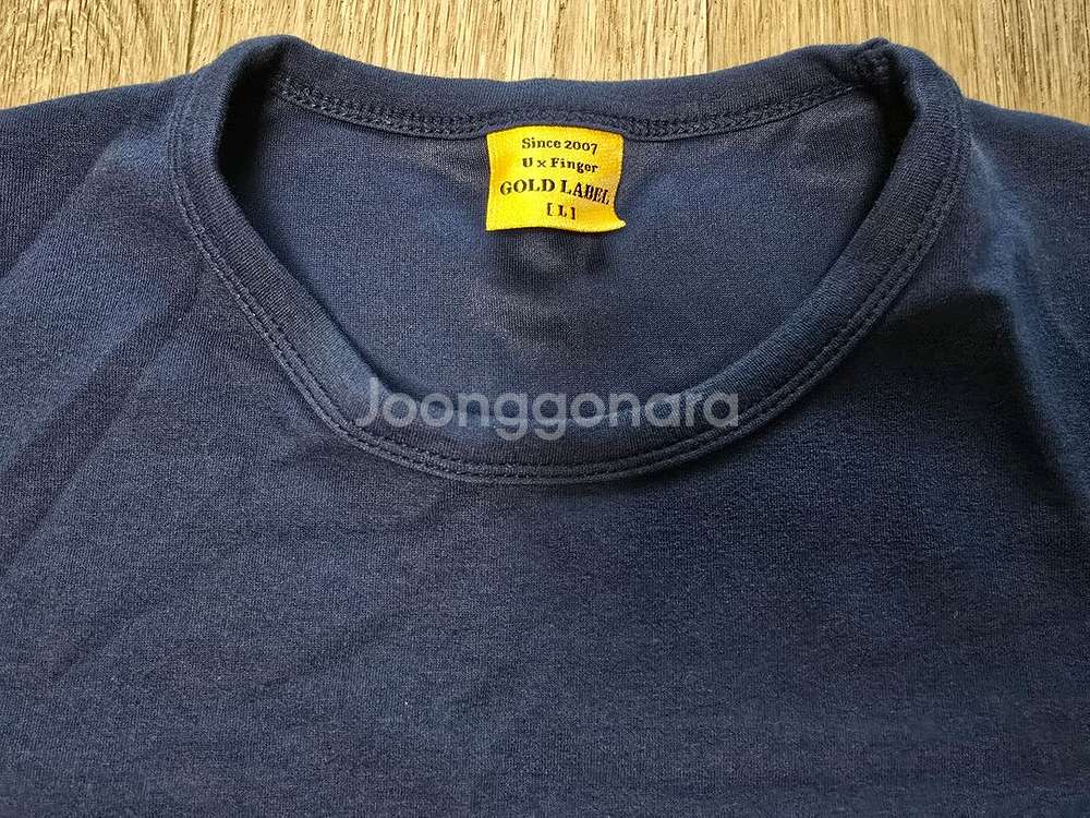 유핑 골드라벨 세미오버핏 반팔티 블루블랙 L 팝니다--1