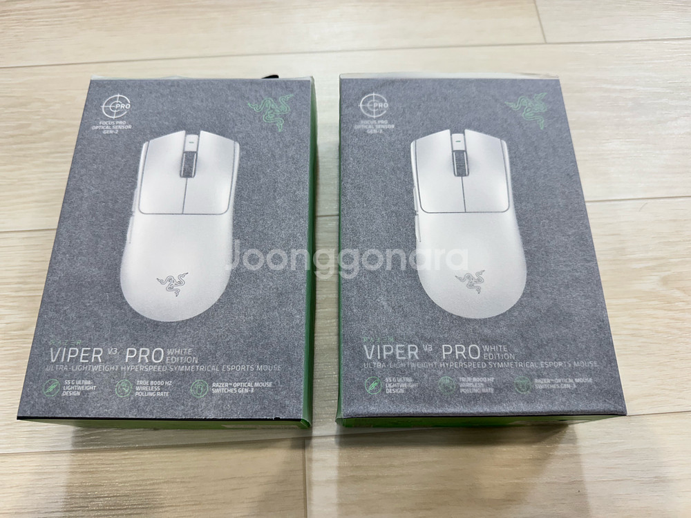 (새제품) 바이퍼 V3 Pro 화이트 무선마우스 바브삼--0