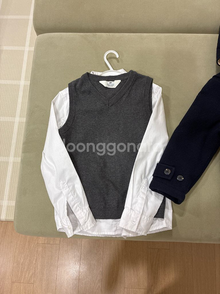 블루독 120더플코트 H&M조끼셔츠세트 일괄--1