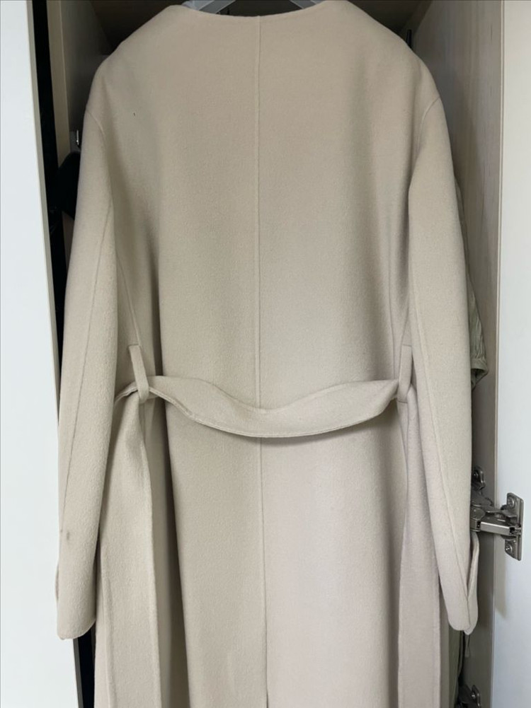 SIE 아이보리 벨티드 핸드메이드 코트--2