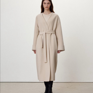 SIE 아이보리 벨티드 핸드메이드 코트