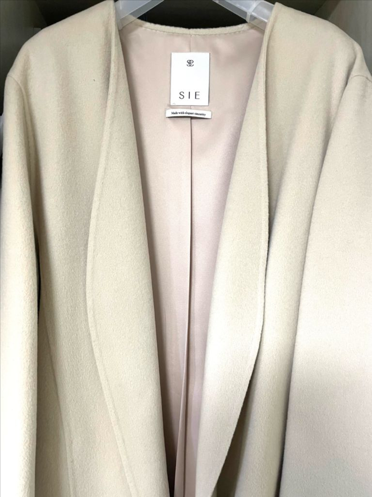 SIE 아이보리 벨티드 핸드메이드 코트--1