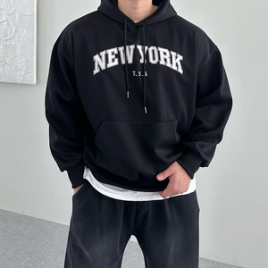 오버핏 후드티 블랙