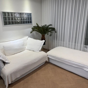 버즈가구 1.5인용 아이보리 소파+스툴