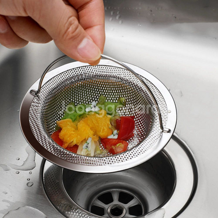 [새제품] 고급 스텐304 손잡이 배수구망 14cm--8