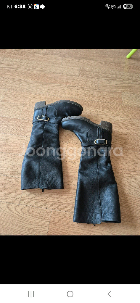 미소페 블랙 가죽 롱부츠 230mm--5