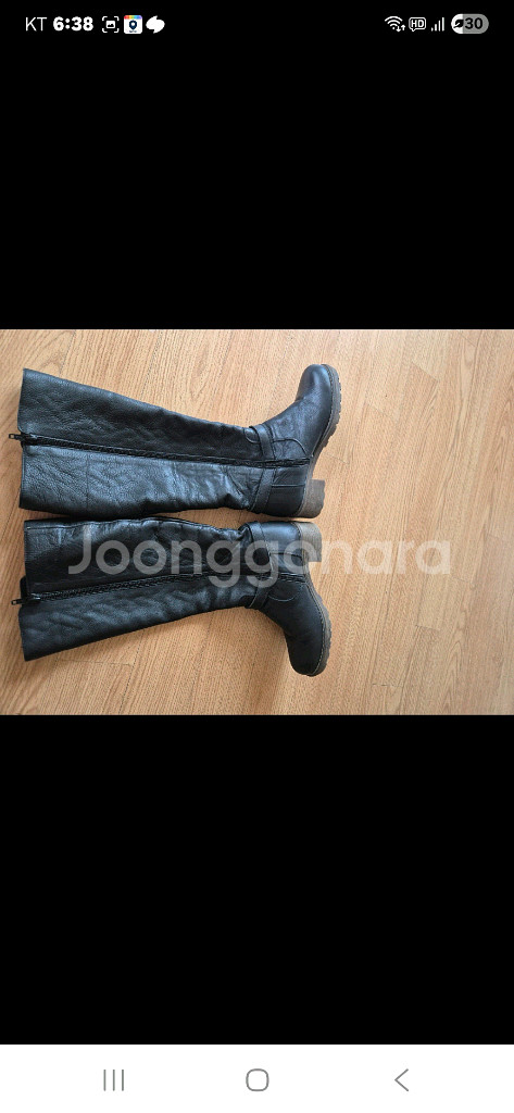 미소페 블랙 가죽 롱부츠 230mm--4