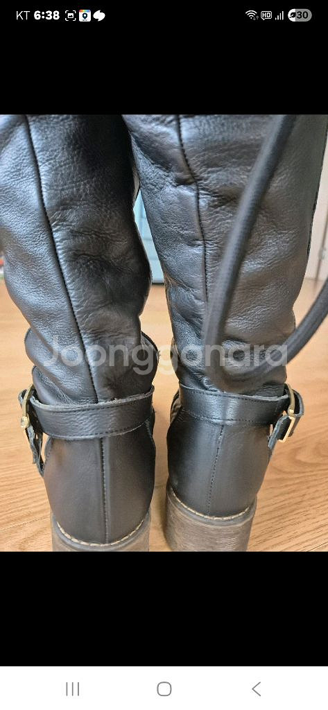 미소페 블랙 가죽 롱부츠 230mm--2