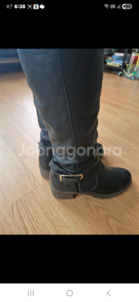 미소페 블랙 가죽 롱부츠 230mm--1