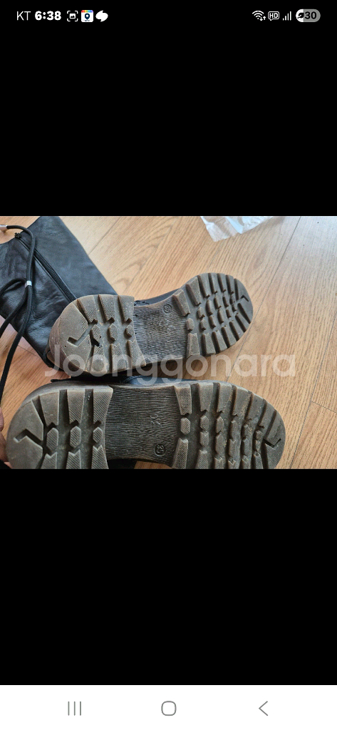 미소페 블랙 가죽 롱부츠 230mm--7