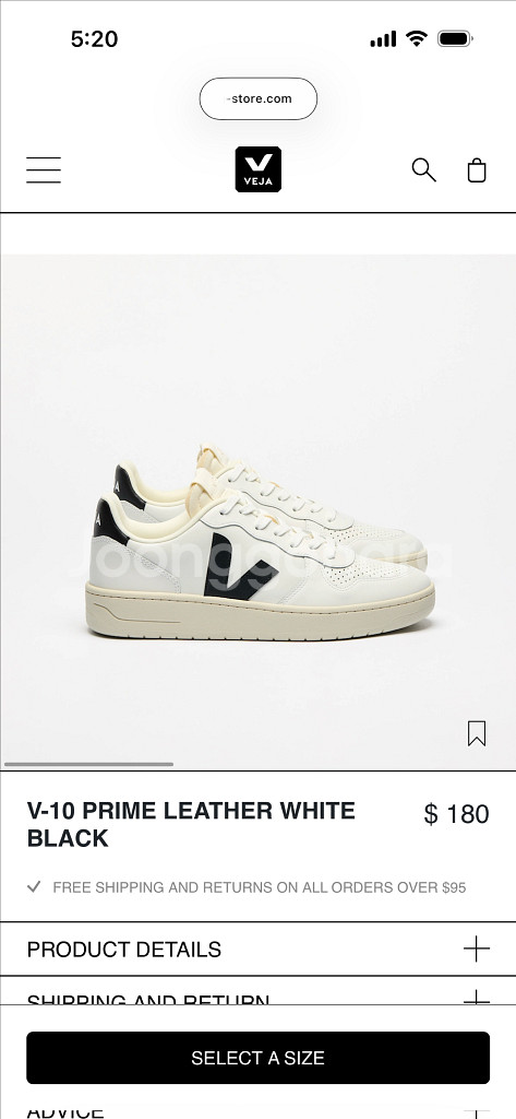 베자 Veja V10 레더 스니커즈 - 사이즈 270--3