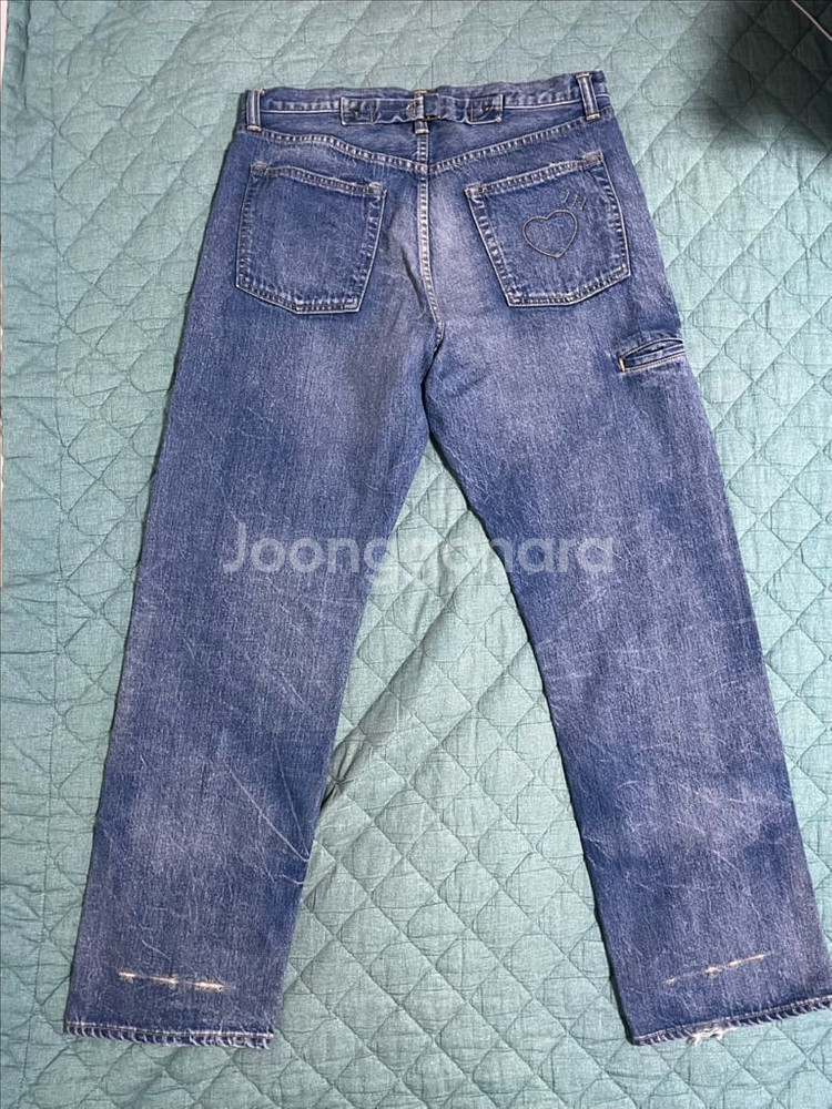 휴먼메이드 셀비지 워싱 디스 데님 팬츠 34--1
