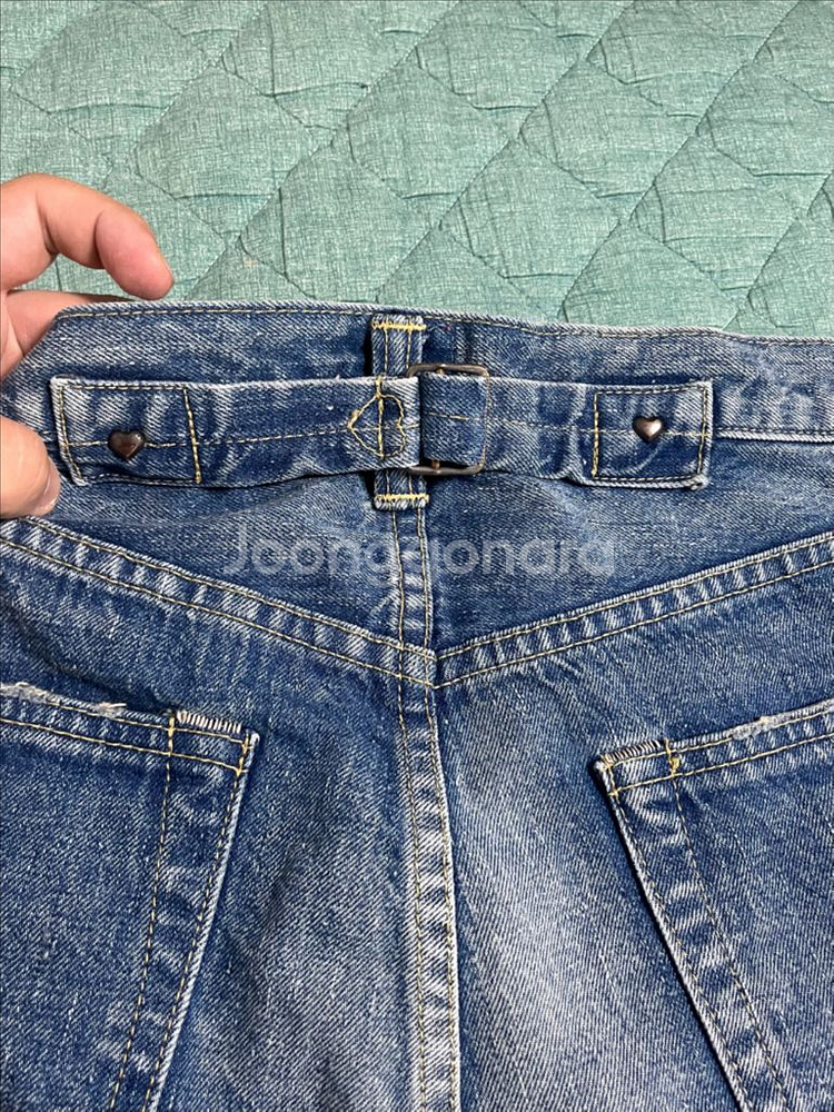 휴먼메이드 셀비지 워싱 디스 데님 팬츠 34--3