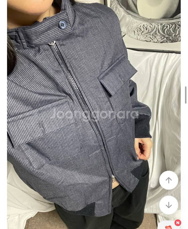 에이블리 캐쥬얼 투웨이 스트라이프 도톰 자켓 (새상품)--1