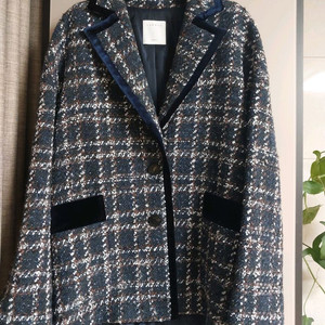 산드로 벨벳배색 트위드자켓