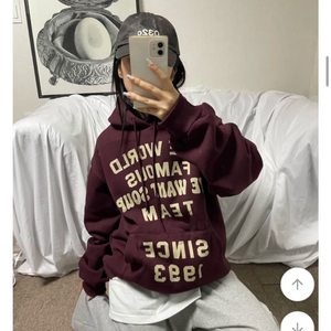 에이블리 남여공용 레터링 배색 기모 후드티 (새상품)