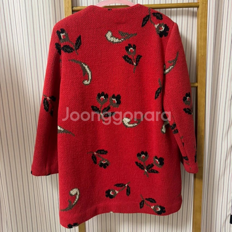 수입빈티지 패턴 코위찬 노르딕 니트 울 가디건 코트--3