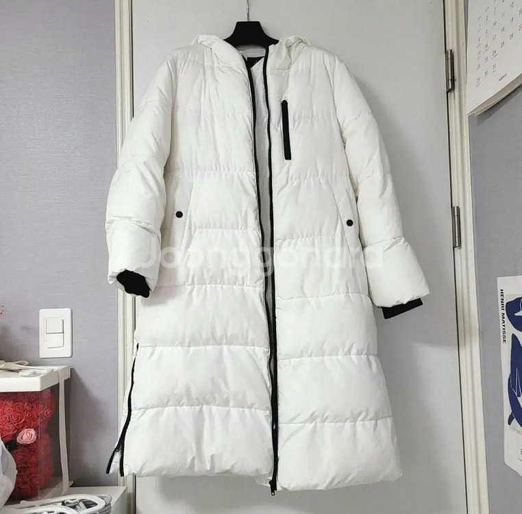 하스웰론 충전재 화이트 롱패딩--1