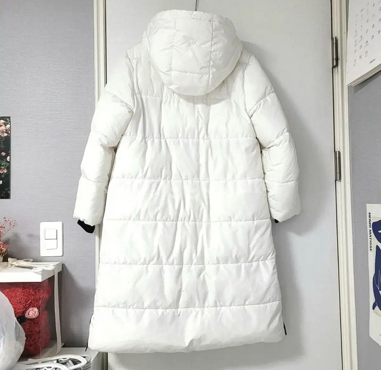 하스웰론 충전재 화이트 롱패딩--2