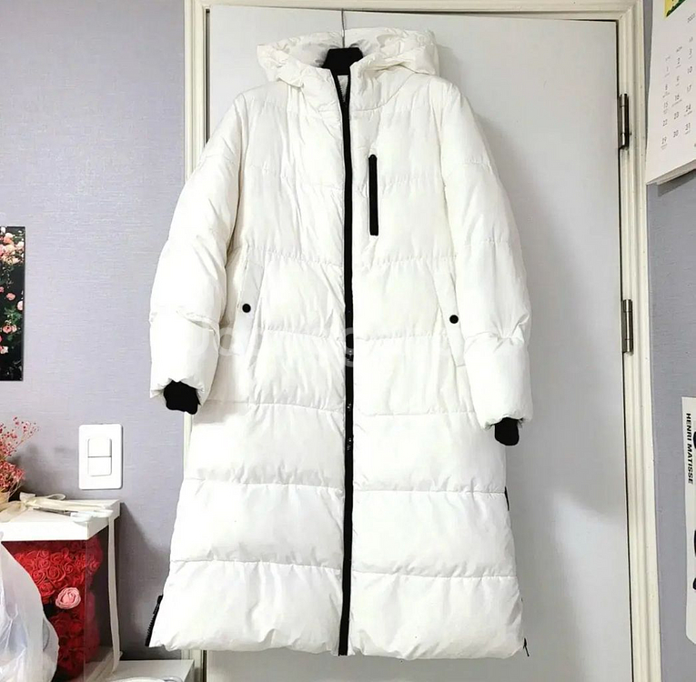 하스웰론 충전재 화이트 롱패딩--0