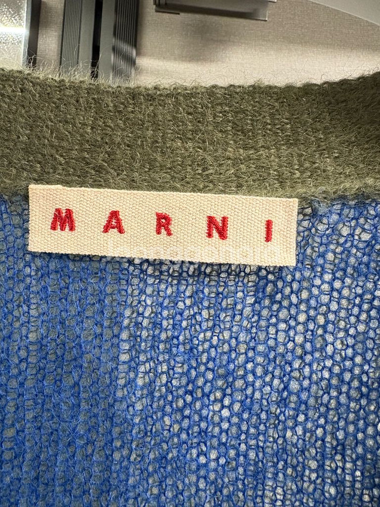 마르니 모헤어 가디건 그린/블루--3