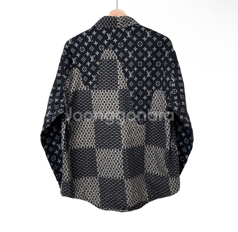[XS] LV 루이비통 니고 자이언트 다미에 모노그램 플란넬 셔츠 블랙--2