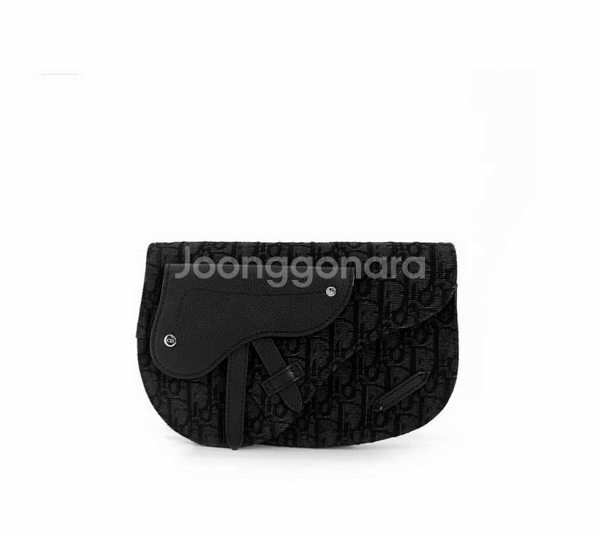 디올 오블리크 자카드 메신저 새들백 크로스백 블랙--0