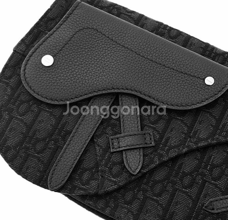 디올 오블리크 자카드 메신저 새들백 크로스백 블랙--2