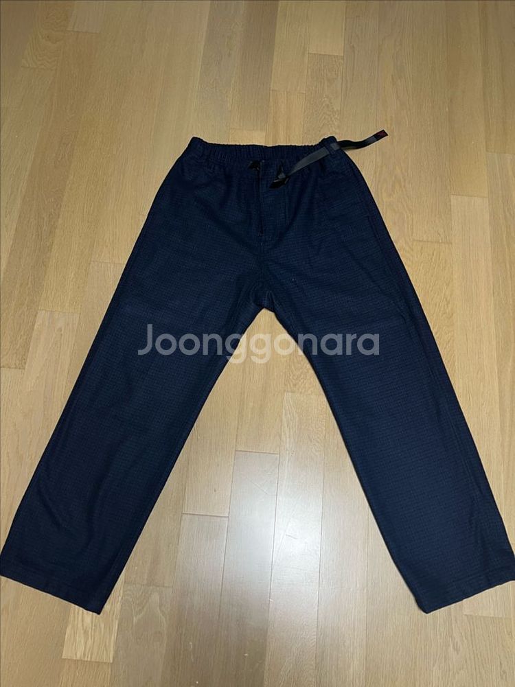 그라미치 울 체크 팬츠 네이비--0