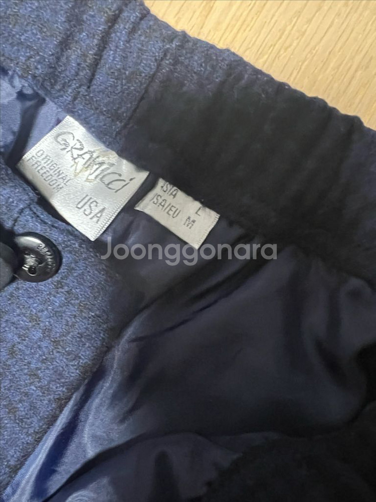 그라미치 울 체크 팬츠 네이비--2