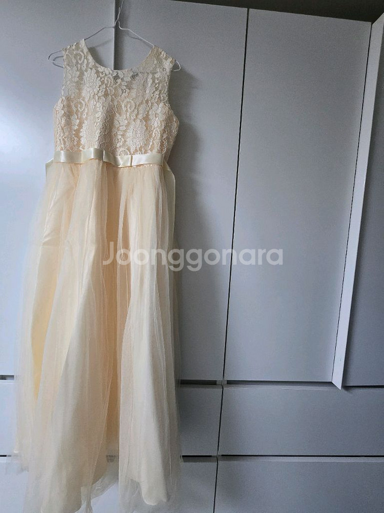 여아 콩쿨 드레스 아이보리+파니에 속치마세트--0