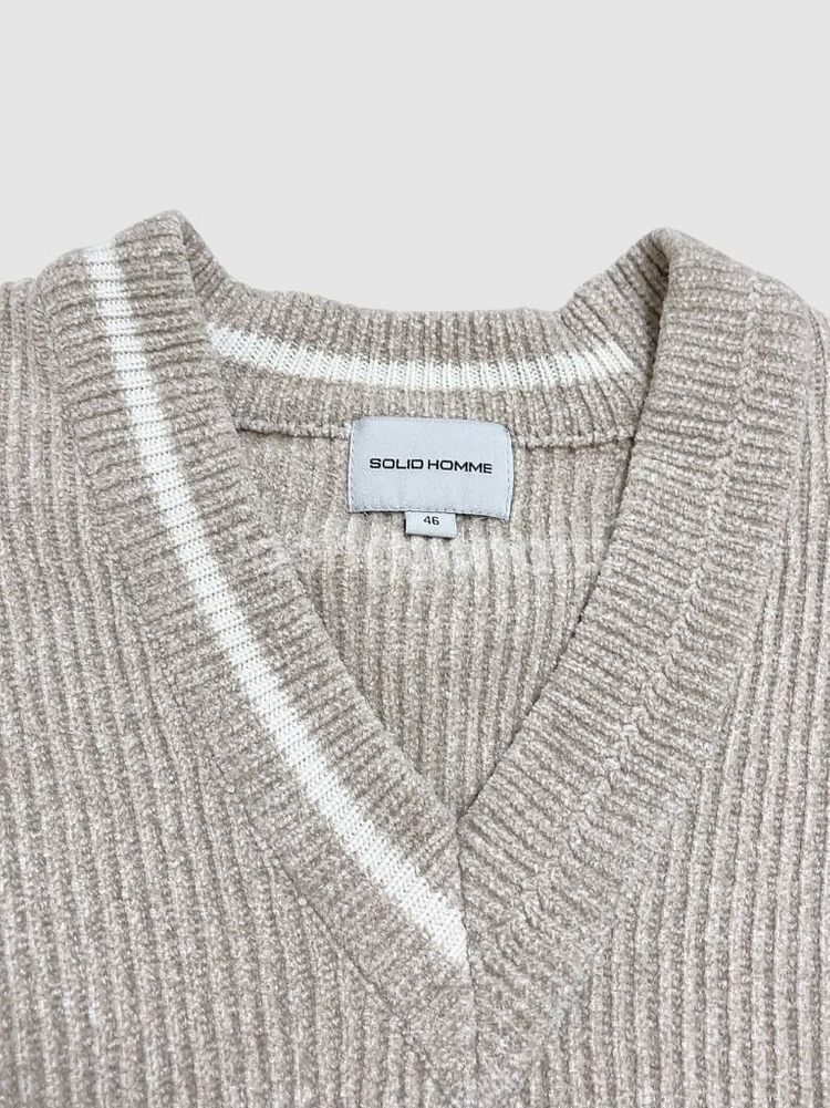 솔리드 옴므 벨벳 브이넥 니트 95--1