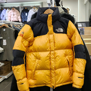 노스페이스 써밋 눕시 옐로우 숏패딩 S 90(95가능)