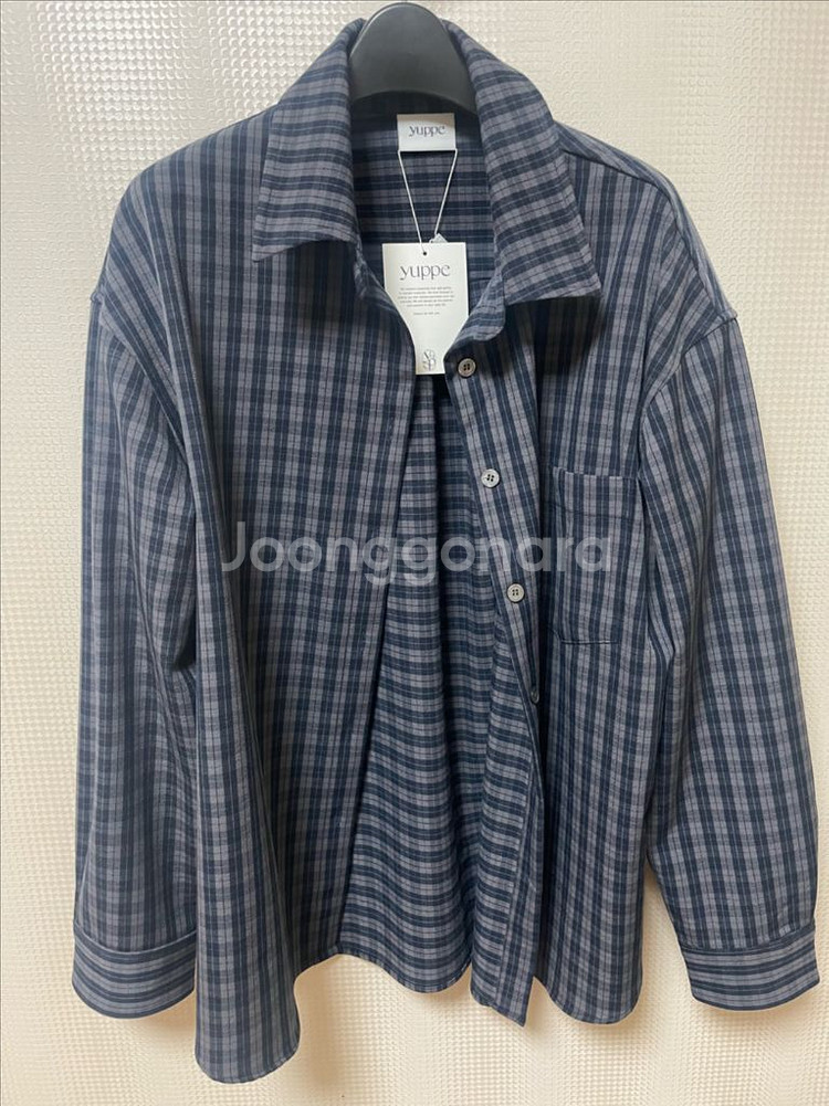 (새상품) 엽페 체크 오버 셔츠 네이비--10