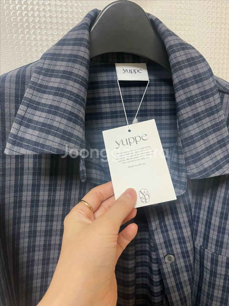 (새상품) 엽페 체크 오버 셔츠 네이비--12