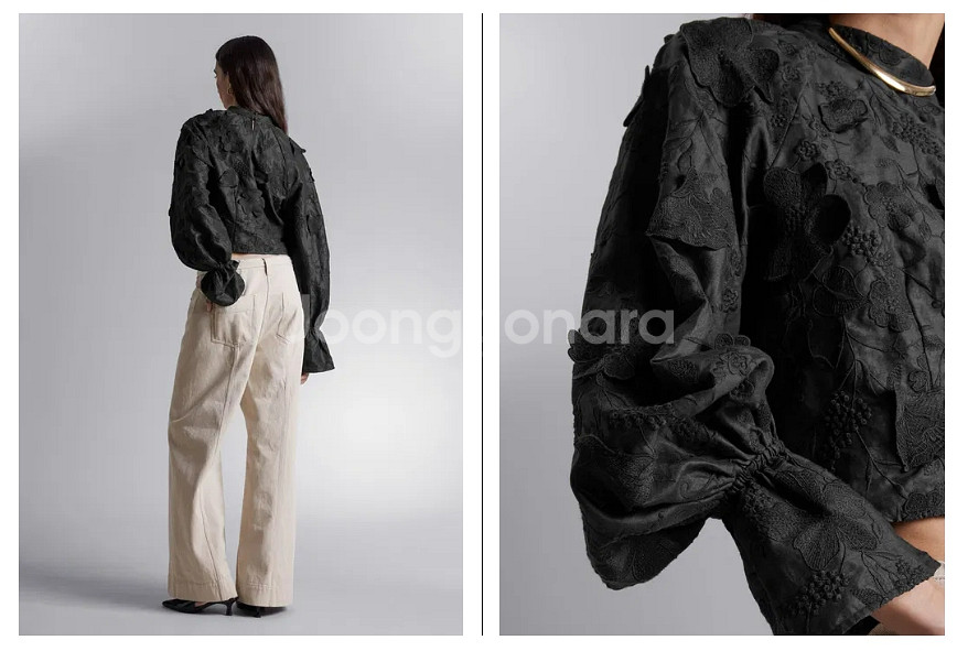 앤아더스토리즈 린넨 크롭 볼륨소매 블라우스 eur 36--2