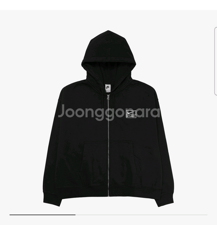 L) 나이키 x 스투시 후드 집업 플리스 후드 블랙--0