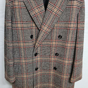 쿠어 오버핏 체크 더블코트 S