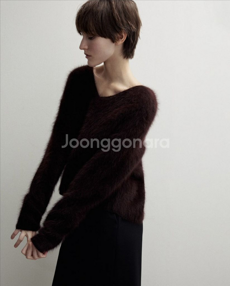 시에 블리스 루즈 앙고라 니트 딥 모카--0