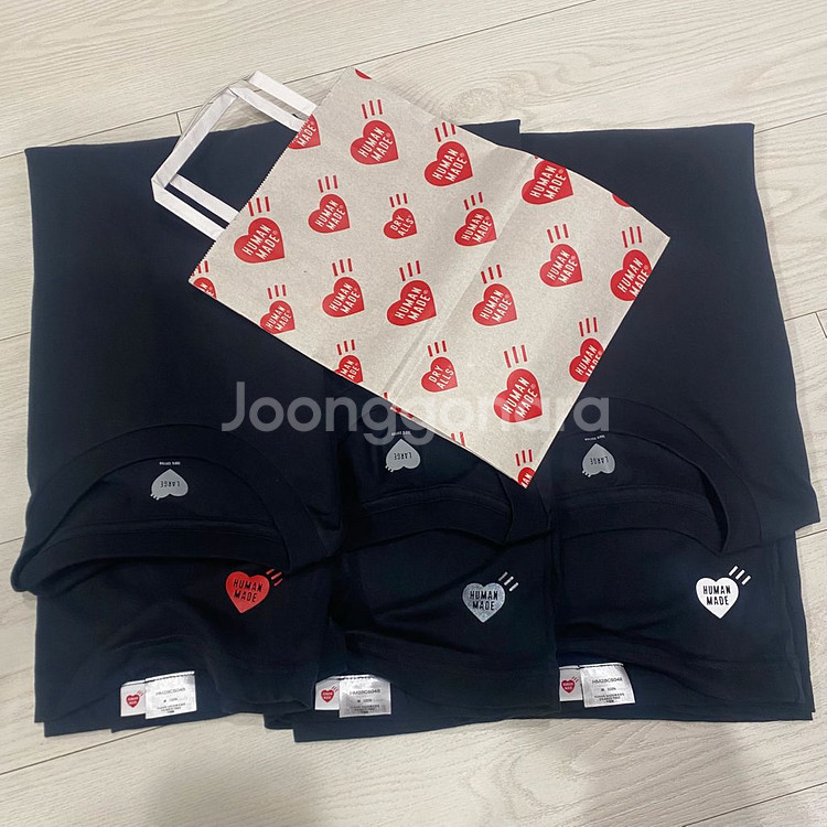 휴먼메이드 3팩 티셔츠_정품 블랙 라지--0