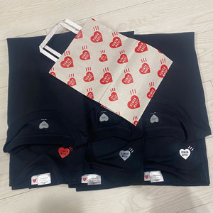 휴먼메이드 3팩 티셔츠_정품 블랙 라지