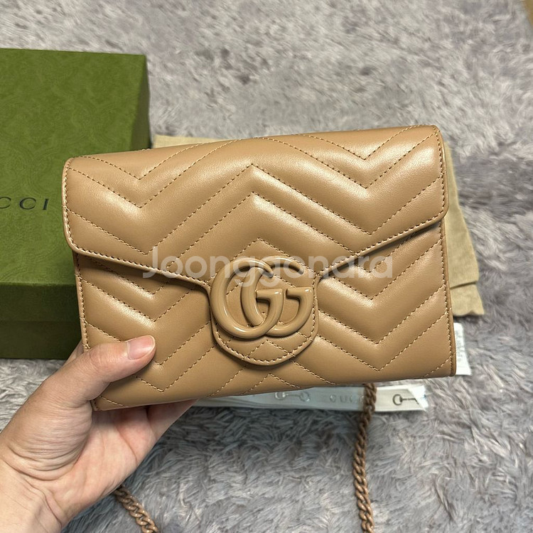 [풀구성] 구찌 GG 마틀라세 미니 체인백 핑크베이지--0